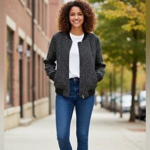 J Crew Bomber Tweed/Boucle Zippered Jacket,  Size 6